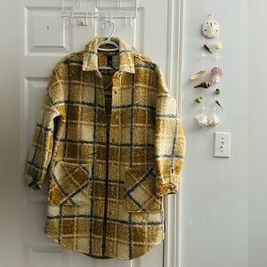 BNWT - Plaid Boucle Longline Shacket